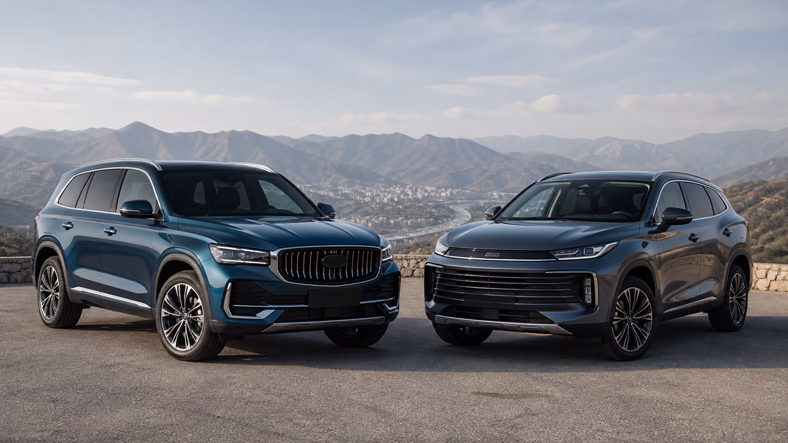 Редакционная иллюстрация к материалу «Geely Monjaro или Exeed TXL»